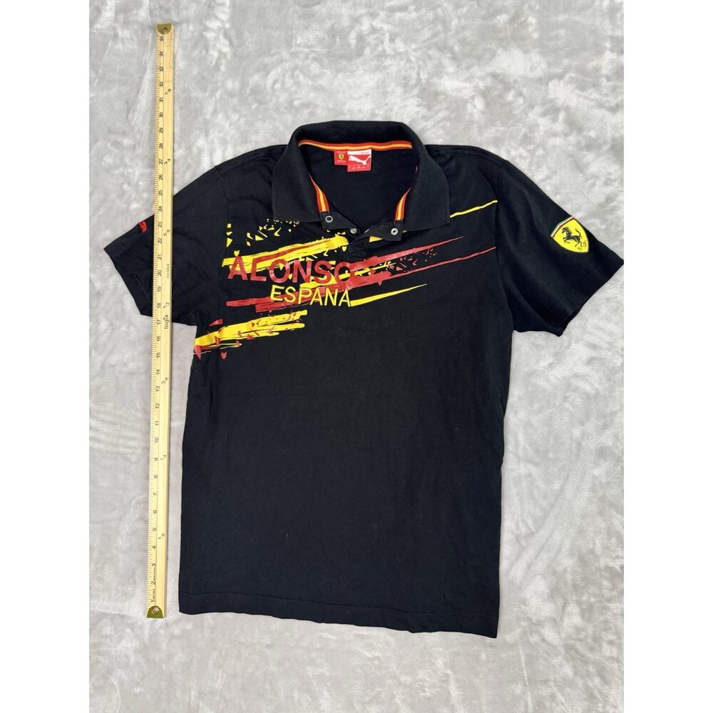Puma‎ Men's Size Large Ferrari Racing Polo Black Short Sleeve Alfonso Espana